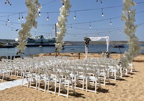 Sandy Beach Ceremony Bride & Groom
