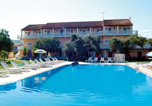 Pool at the Kosmas Apartments, Roda, Corfu, Greece.