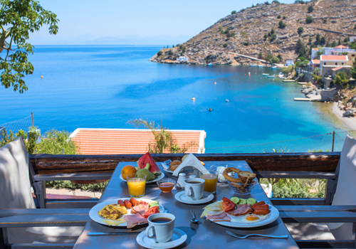 Breakfast with sea views at Niriides Hotel & Apartments