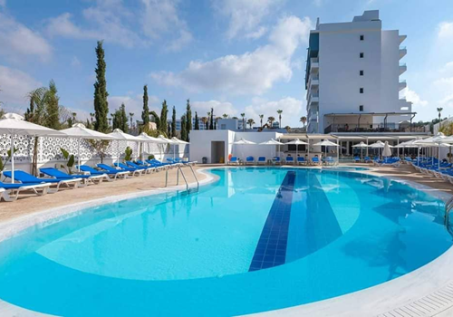 Pool view at Gaia Sun N Blue Hotel in Ayia Napa, Cyprus