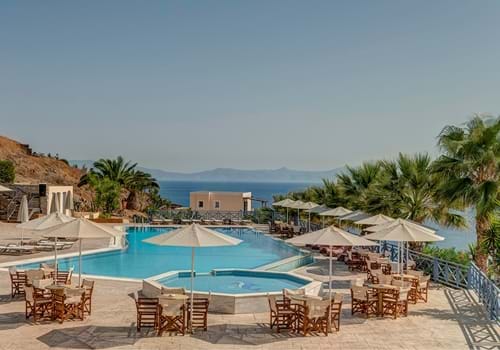Pool view at Sunrise Beach Suites in Syros