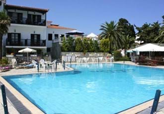 Pool at Dionyssos Hotel, Skopelos Town, Skopelos, Greece.