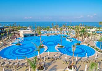 Pools & Beach at the Olympic Lagoon Resort, Paphos, Cyprus.
