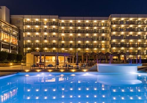 Pool at Ariti Grand Hotel, Kanoni, Corfu, Greece.