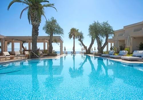 Pool at the Domes Miramare Resort, Moraitika, Corfu, Greece.