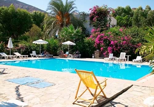 Pool area, Irini Hotel, Livadia, Tilos, Greece