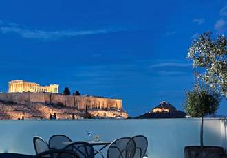 Roof terrace at Acropolis Hill Hotel, Athens, Greece