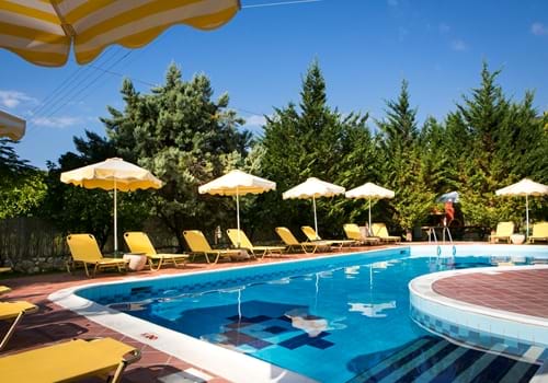 Pool at the Hara Apartments, Katelios, Kefalonia, Greece.