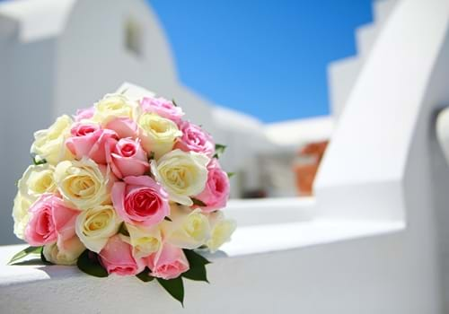 Pink and white wedding bridal bouquet