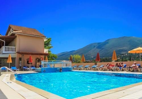 Pool at the Roula Apartments, Alyces, Zante, Greece.
